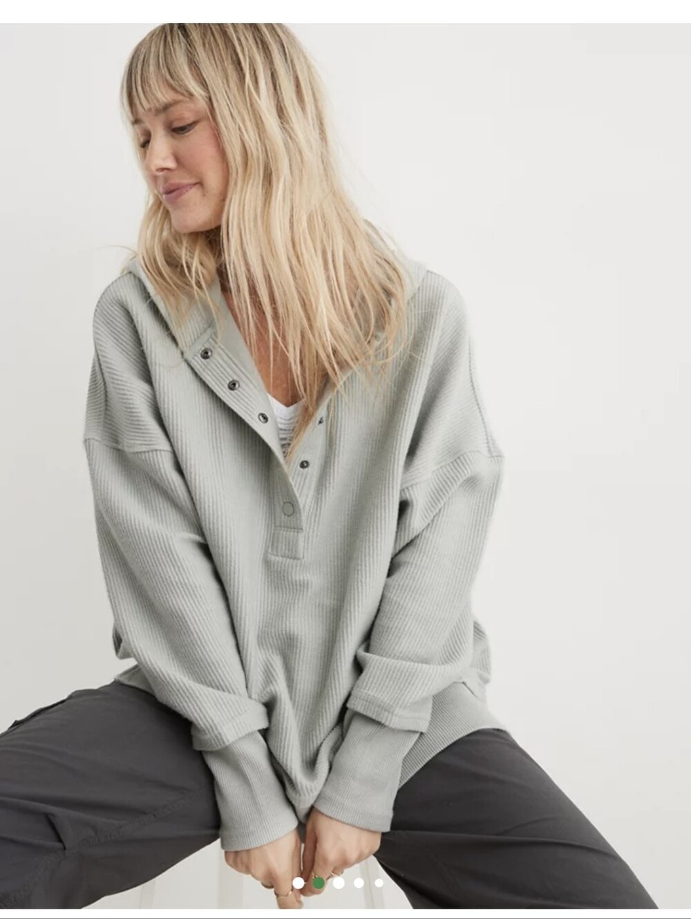 Aerie Textured Henley Oversized Hoodie